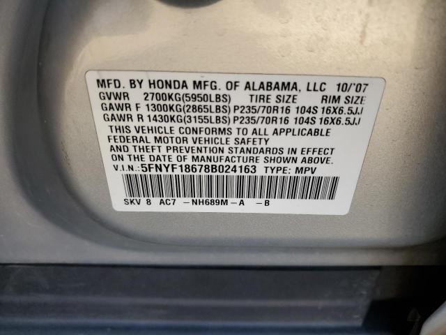 Photo 12 VIN: 5FNYF18678B024163 - HONDA PILOT 