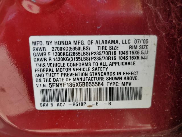 Photo 12 VIN: 5FNYF186X5B055564 - HONDA PILOT 