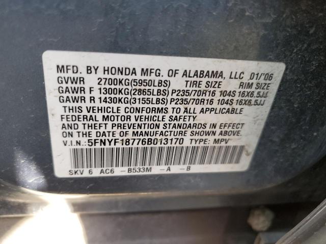 Photo 12 VIN: 5FNYF18776B013170 - HONDA PILOT EX 