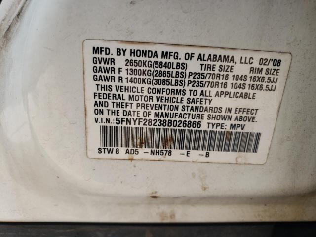 Photo 12 VIN: 5FNYF28238B026866 - HONDA PILOT VP 