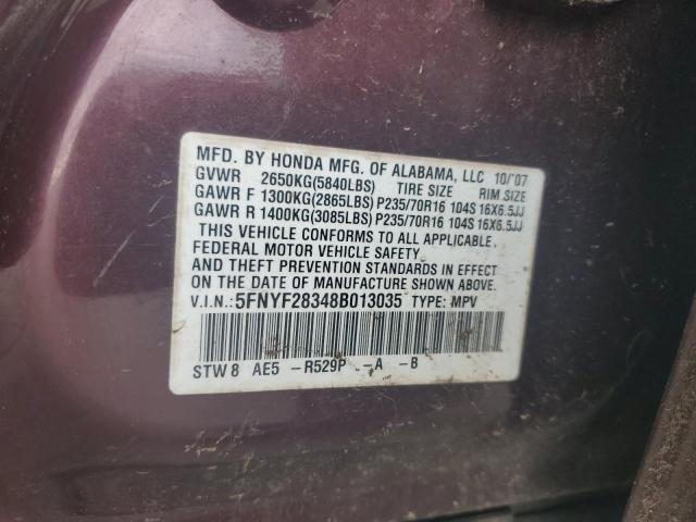 Photo 12 VIN: 5FNYF28348B013035 - HONDA PILOT SE 