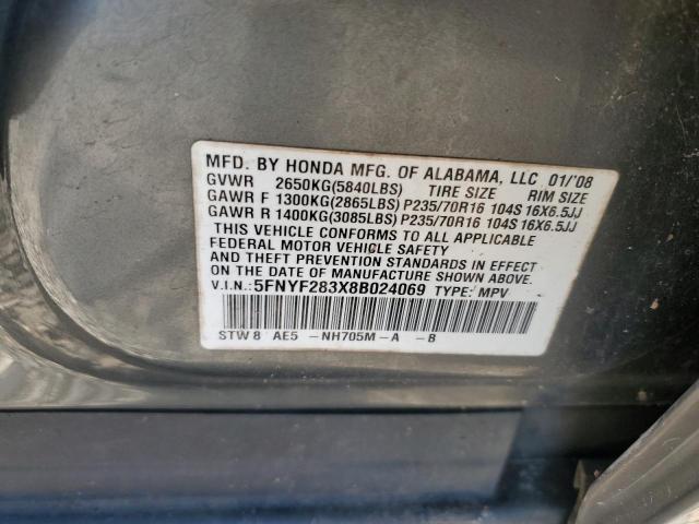 Photo 12 VIN: 5FNYF283X8B024069 - HONDA PILOT SE 