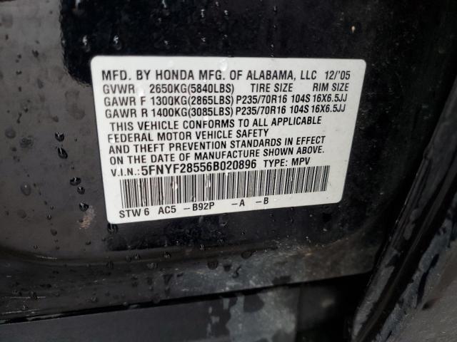 Photo 11 VIN: 5FNYF28556B020896 - HONDA PILOT 