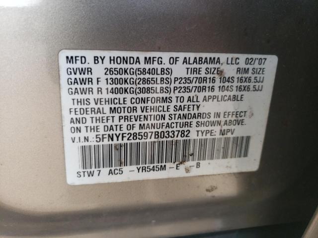 Photo 12 VIN: 5FNYF28597B033782 - HONDA PILOT 