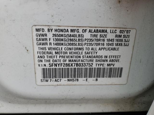 Photo 13 VIN: 5FNYF286X7B033752 - HONDA PILOT 