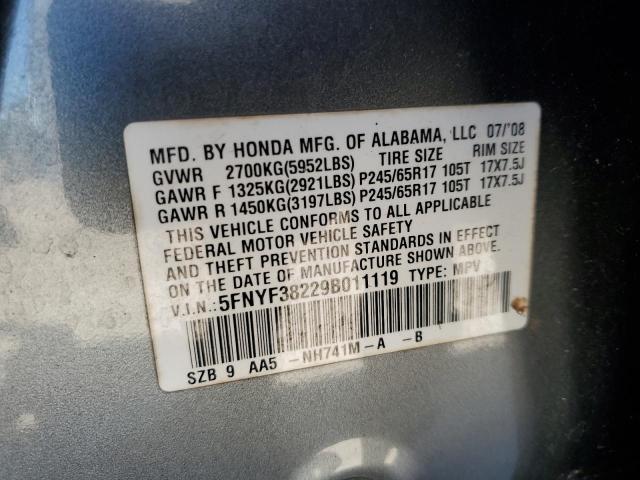 Photo 12 VIN: 5FNYF38229B011119 - HONDA PILOT 