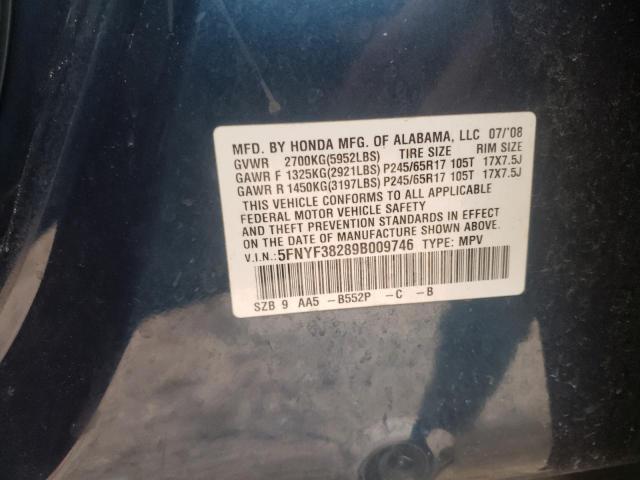 Photo 9 VIN: 5FNYF38289B009746 - HONDA PILOT LX 