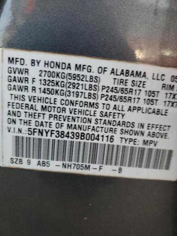 Photo 11 VIN: 5FNYF38439B004116 - HONDA PILOT 