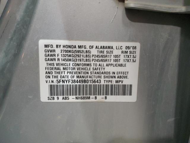 Photo 12 VIN: 5FNYF38449B015643 - HONDA PILOT EX 