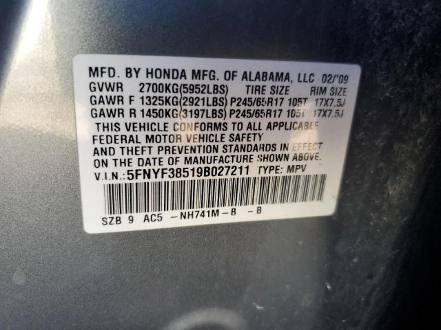 Photo 11 VIN: 5FNYF38519B027211 - HONDA PILOT 