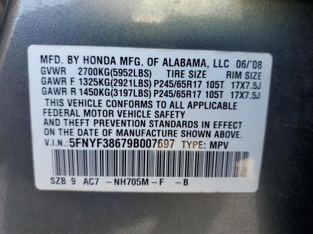 Photo 11 VIN: 5FNYF38679B007697 - HONDA PILOT 