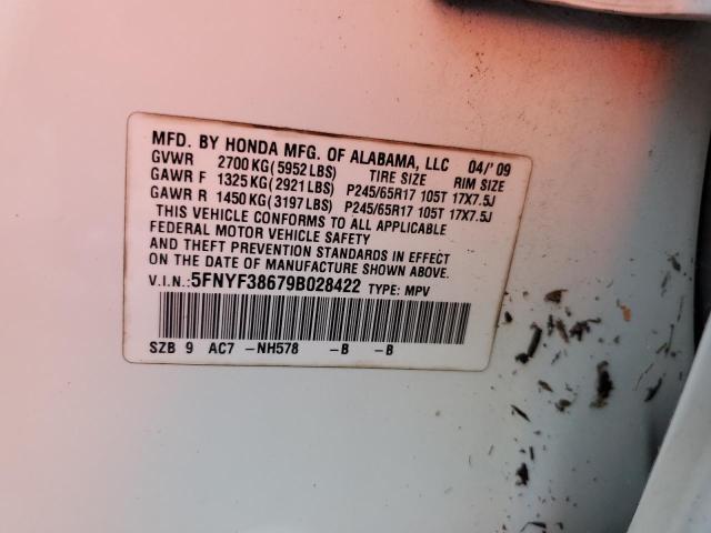 Photo 12 VIN: 5FNYF38679B028422 - HONDA PILOT EXL 