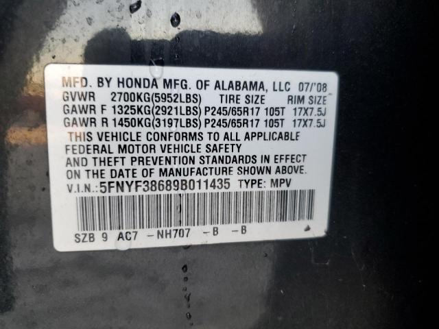 Photo 12 VIN: 5FNYF38689B011435 - HONDA PILOT EXL 