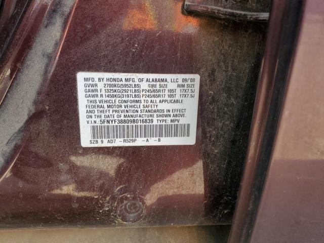 Photo 12 VIN: 5FNYF38809B016839 - HONDA PILOT 