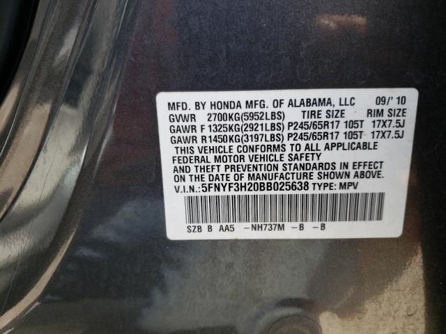 Photo 9 VIN: 5FNYF3H20BB025638 - HONDA PILOT LX 