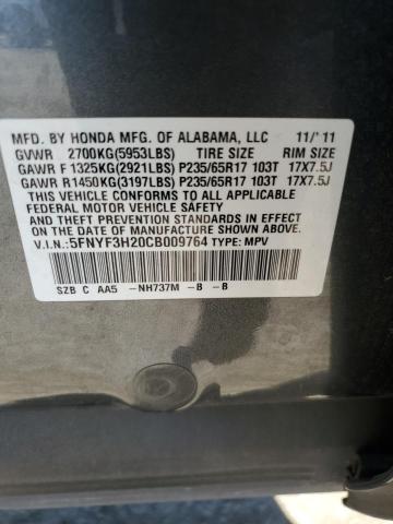 Photo 12 VIN: 5FNYF3H20CB009764 - HONDA PILOT LX 