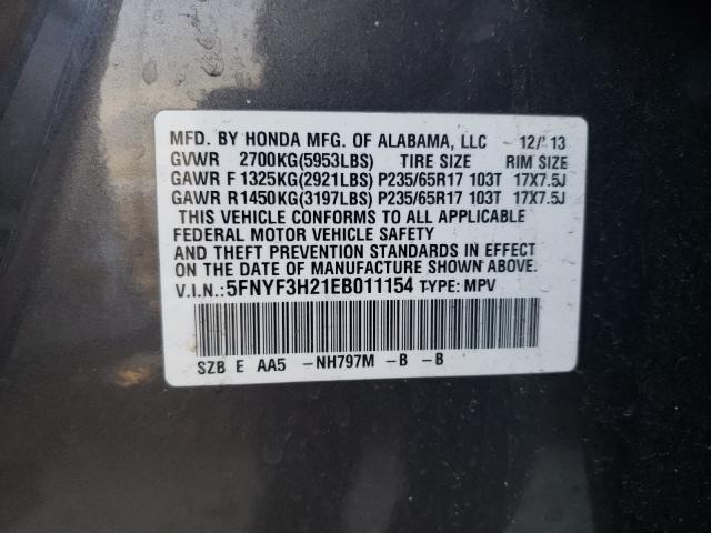 Photo 9 VIN: 5FNYF3H21EB011154 - HONDA PILOT LX 