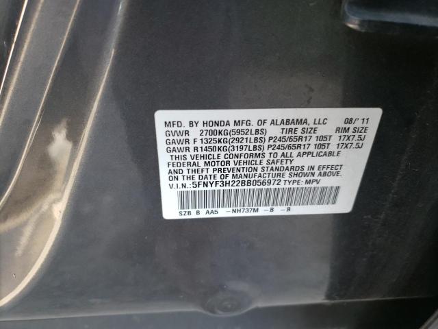 Photo 12 VIN: 5FNYF3H22BB056972 - HONDA PILOT LX 