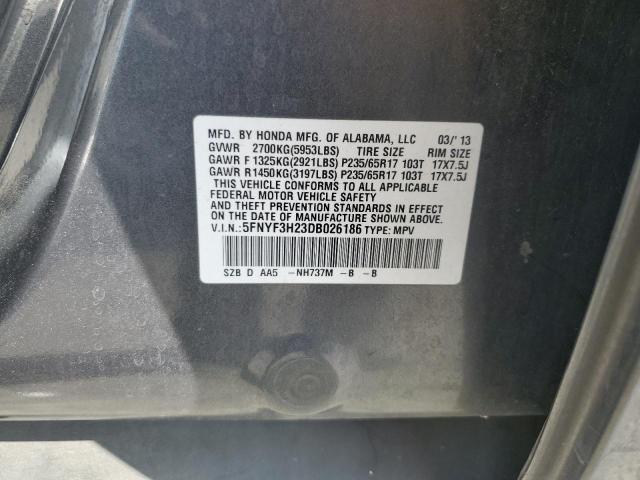 Photo 12 VIN: 5FNYF3H23DB026186 - HONDA PILOT LX 