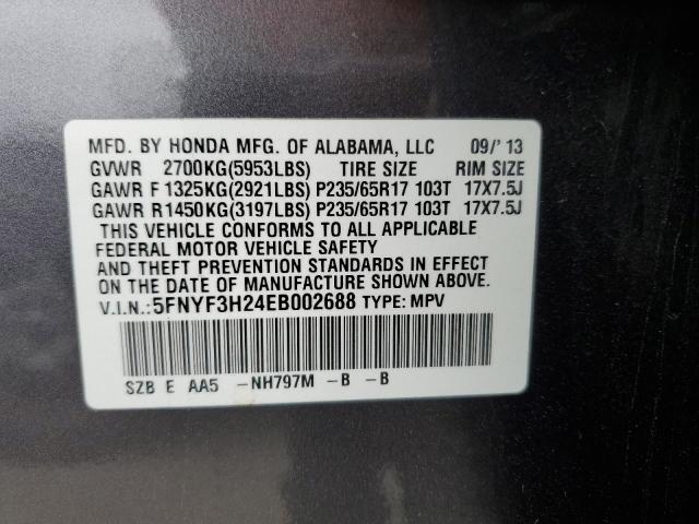 Photo 11 VIN: 5FNYF3H24EB002688 - HONDA PILOT LX 