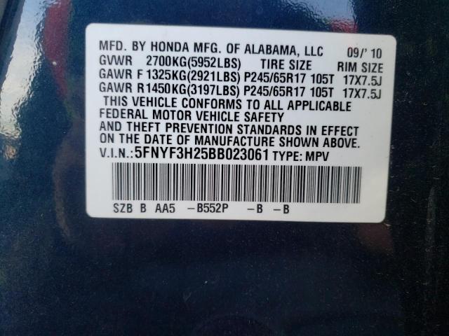 Photo 13 VIN: 5FNYF3H25BB023061 - HONDA PILOT 