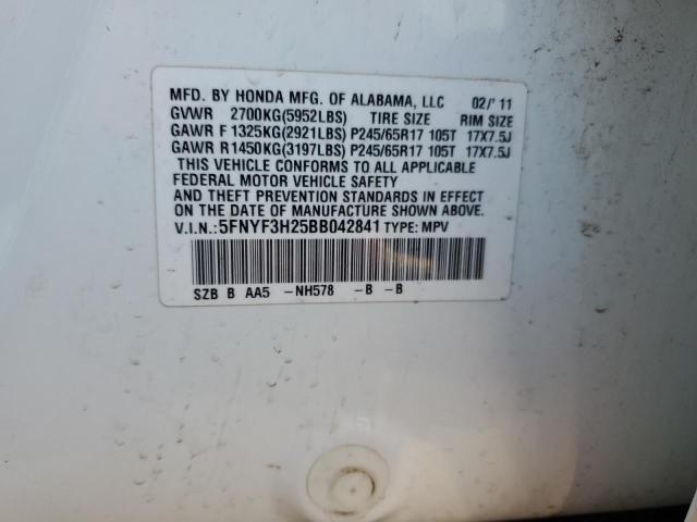 Photo 12 VIN: 5FNYF3H25BB042841 - HONDA PILOT LX 