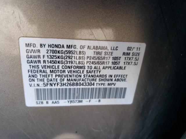 Photo 12 VIN: 5FNYF3H26BB043304 - HONDA PILOT LX 