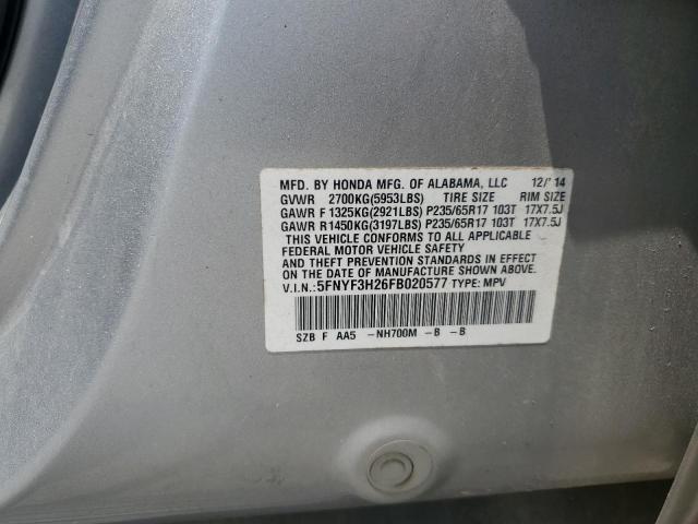 Photo 11 VIN: 5FNYF3H26FB020577 - HONDA PILOT LX 