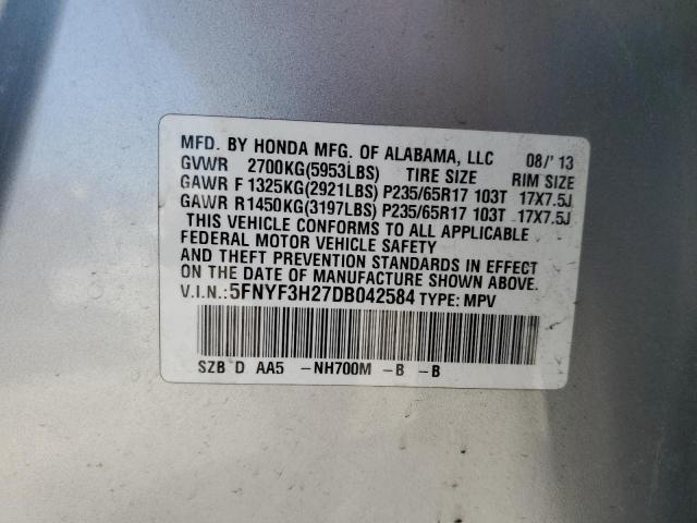 Photo 12 VIN: 5FNYF3H27DB042584 - HONDA PILOT LX 