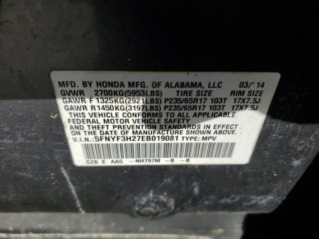 Photo 13 VIN: 5FNYF3H27EB019081 - HONDA PILOT LX 