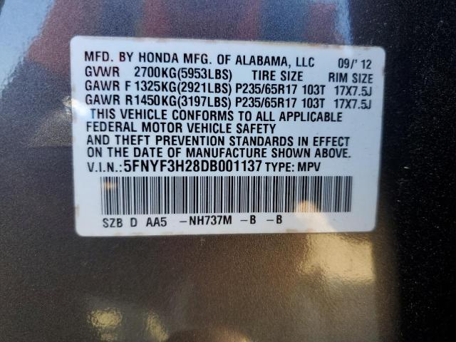 Photo 13 VIN: 5FNYF3H28DB001137 - HONDA PILOT 