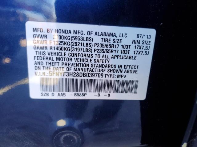 Photo 11 VIN: 5FNYF3H28DB039709 - HONDA PILOT 