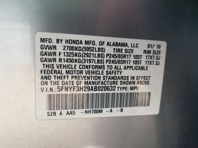 Photo 9 VIN: 5FNYF3H29AB020632 - HONDA PILOT LX 