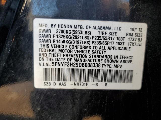 Photo 12 VIN: 5FNYF3H29DB008338 - HONDA PILOT LX 