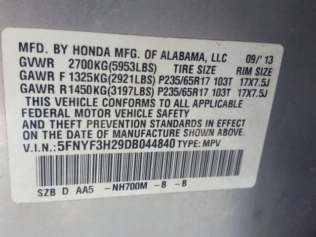 Photo 9 VIN: 5FNYF3H29DB044840 - HONDA PILOT LX 