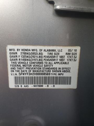 Photo 12 VIN: 5FNYF3H2XBB008569 - HONDA PILOT LX 