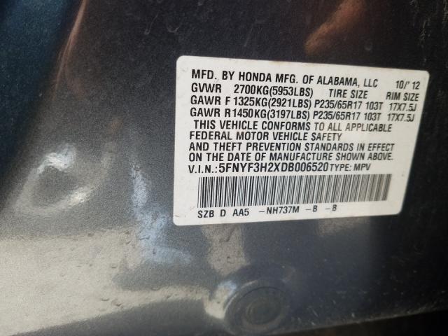 Photo 9 VIN: 5FNYF3H2XDB006520 - HONDA PILOT LX 