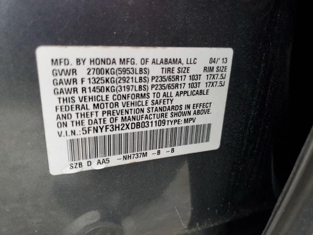 Photo 12 VIN: 5FNYF3H2XDB031109 - HONDA PILOT 