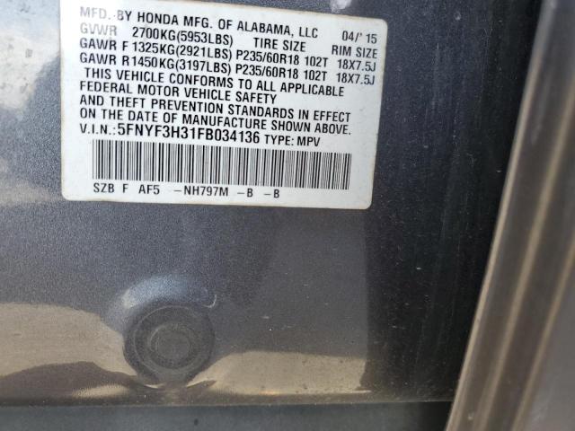 Photo 12 VIN: 5FNYF3H31FB034136 - HONDA PILOT SE 