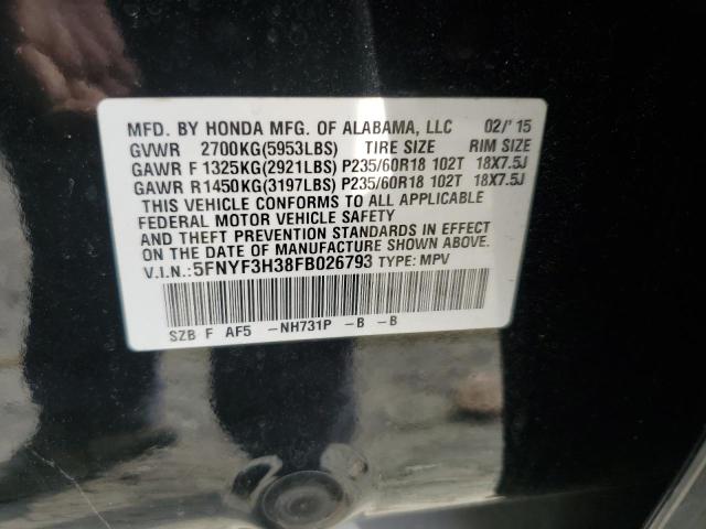 Photo 11 VIN: 5FNYF3H38FB026793 - HONDA PILOT 