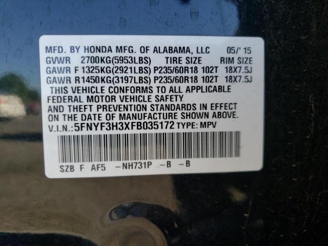 Photo 9 VIN: 5FNYF3H3XFB035172 - HONDA PILOT SE 