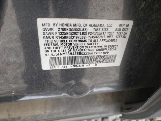 Photo 9 VIN: 5FNYF3H42BB022368 - HONDA PILOT EX 