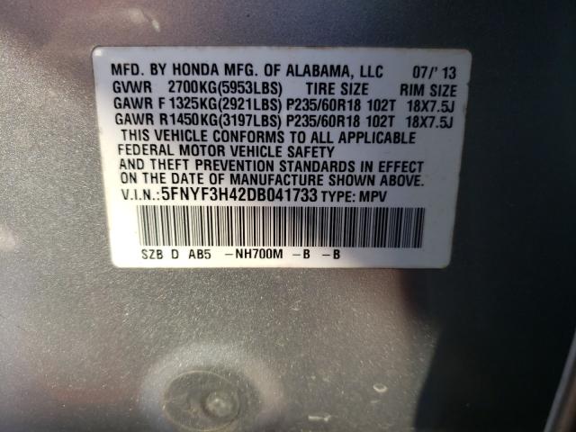 Photo 9 VIN: 5FNYF3H42DB041733 - HONDA PILOT EX 