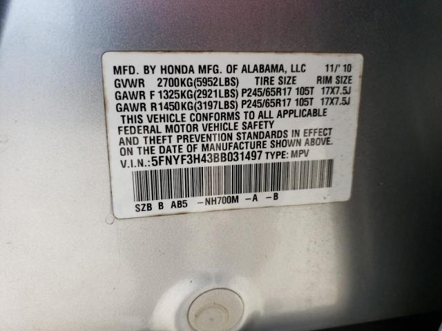 Photo 12 VIN: 5FNYF3H43BB031497 - HONDA PILOT EX 