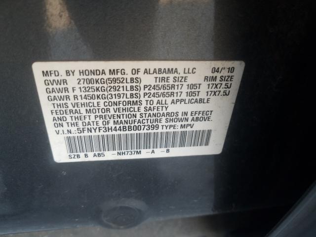 Photo 9 VIN: 5FNYF3H44BB007399 - HONDA PILOT EX 