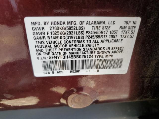 Photo 12 VIN: 5FNYF3H45BB026124 - HONDA PILOT 