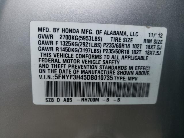 Photo 9 VIN: 5FNYF3H45DB010735 - HONDA PILOT EX 