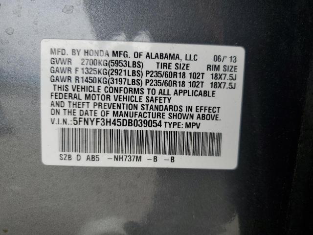 Photo 12 VIN: 5FNYF3H45DB039054 - HONDA PILOT EX 