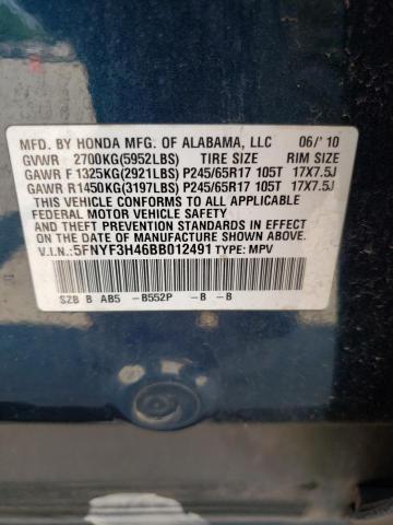 Photo 9 VIN: 5FNYF3H46BB012491 - HONDA PILOT EX 