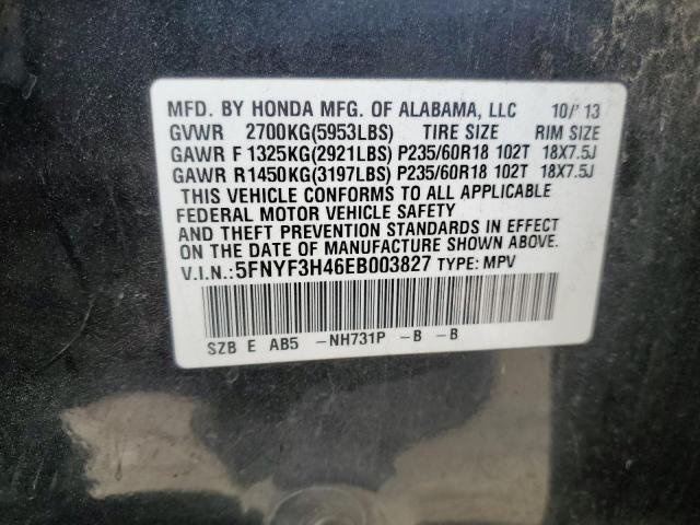 Photo 12 VIN: 5FNYF3H46EB003827 - HONDA PILOT EX 